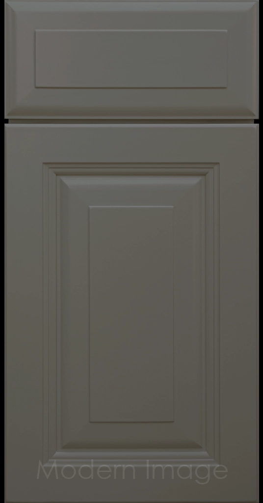 Durango raised panel cabinet door in an Urbane Bronze color featuring a stepped molded frame.